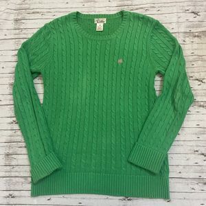 Vintage Lilly Pulitzer Womens Kelly Green Long Sleeve Cable Knit Sweater Sz M